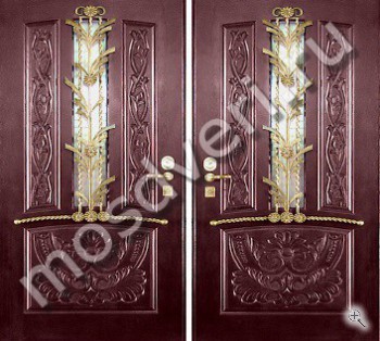 Эксклюзивная входная дверь с резьбой и кованными элементами - купить от производителя Мосдвери Эксклюзивная входная дверь с резьбой и кованными элементами